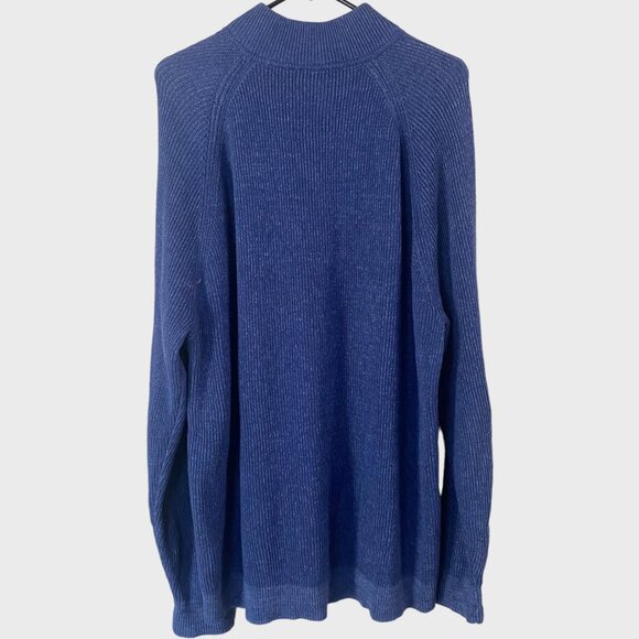 Tommy Bahama Napa Ridge 1/4 Zip Sweater Men's XXL Blue Ribbed Knit Long-Sleeve - Picture 3 of 12